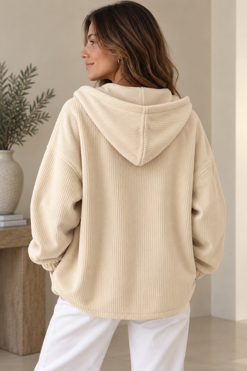 Oversized Hooded Corduroy Jacket