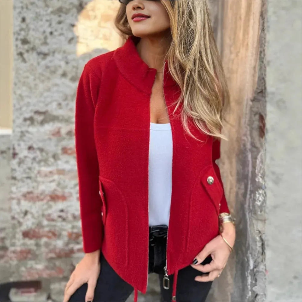 High Collar Zip-Up Jacket