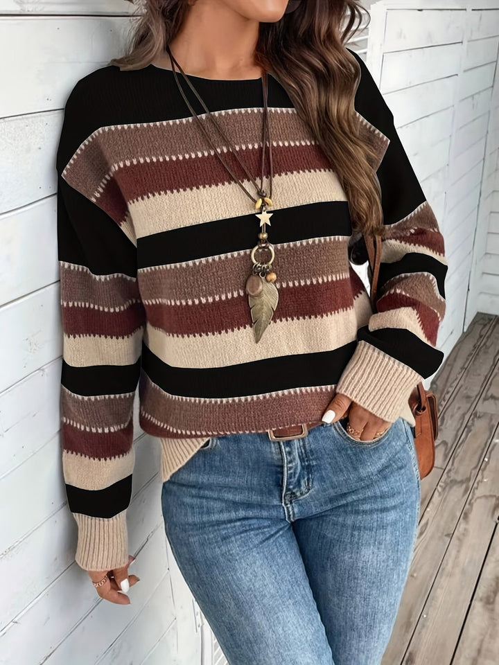 Striped Crew Neck Knit Sweater