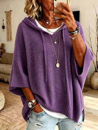 Oversized Knit Hooded Sweater