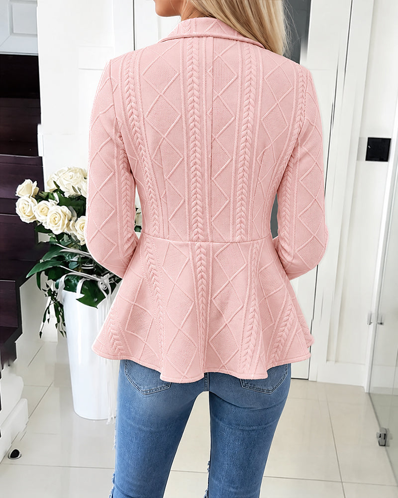 Textured Knit Cardigan with Gold Buttons