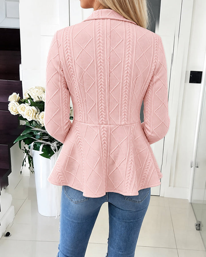 Textured Knit Cardigan with Gold Buttons