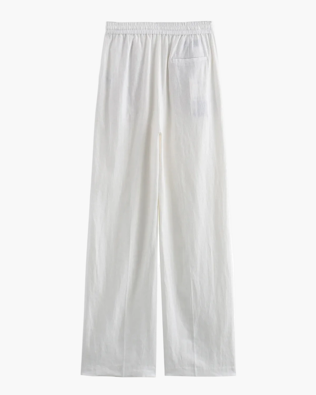 High Waist Linen Straight-Leg Trousers