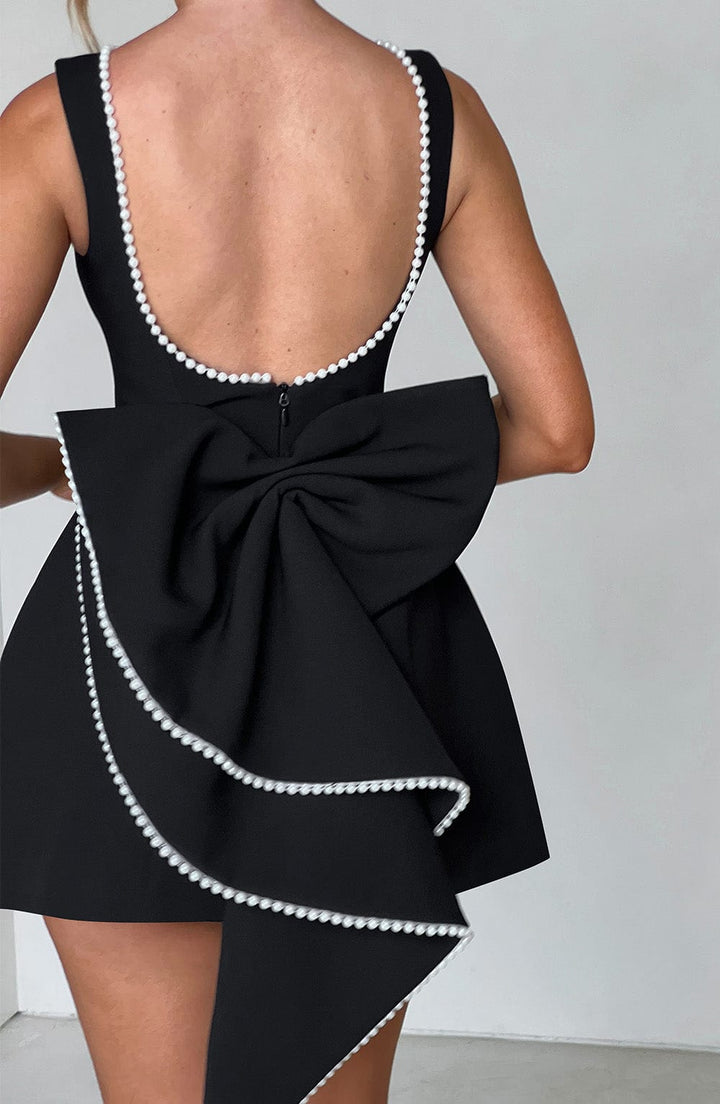 Pearl Trim A-Line Mini Dress for Wedding Guests