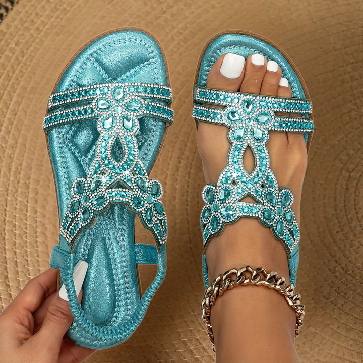 Women's Rhinestone Flat Summer Sandals