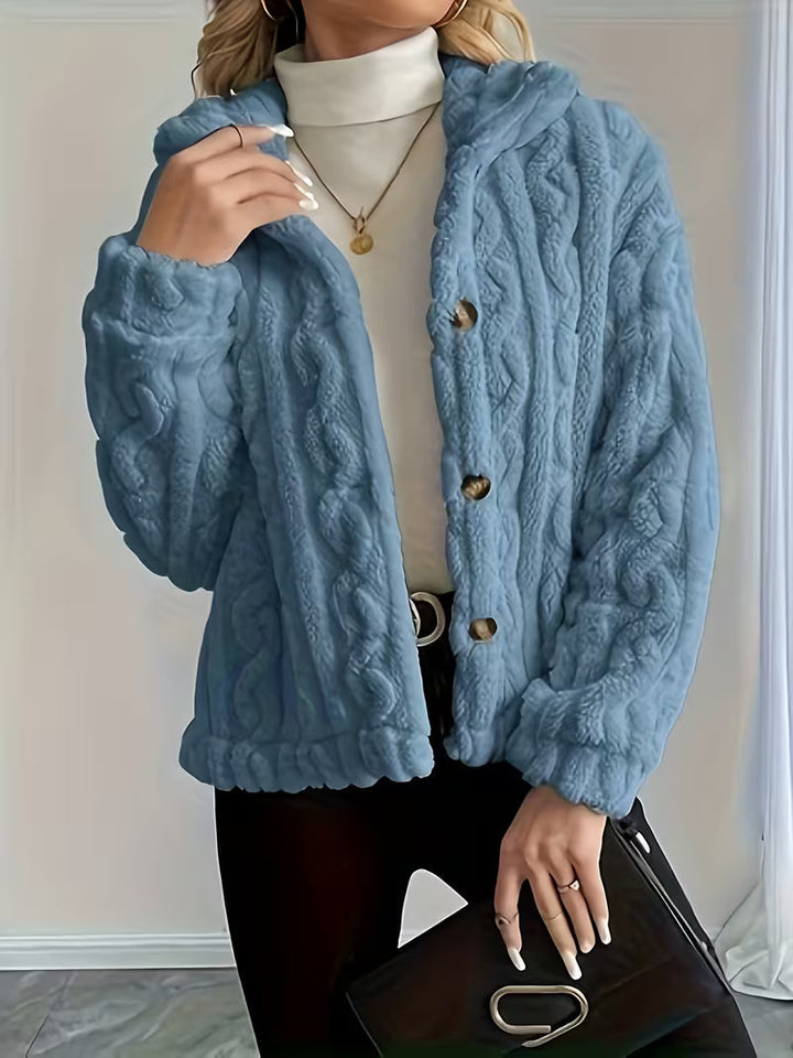 Textured Teddy Button Jacket