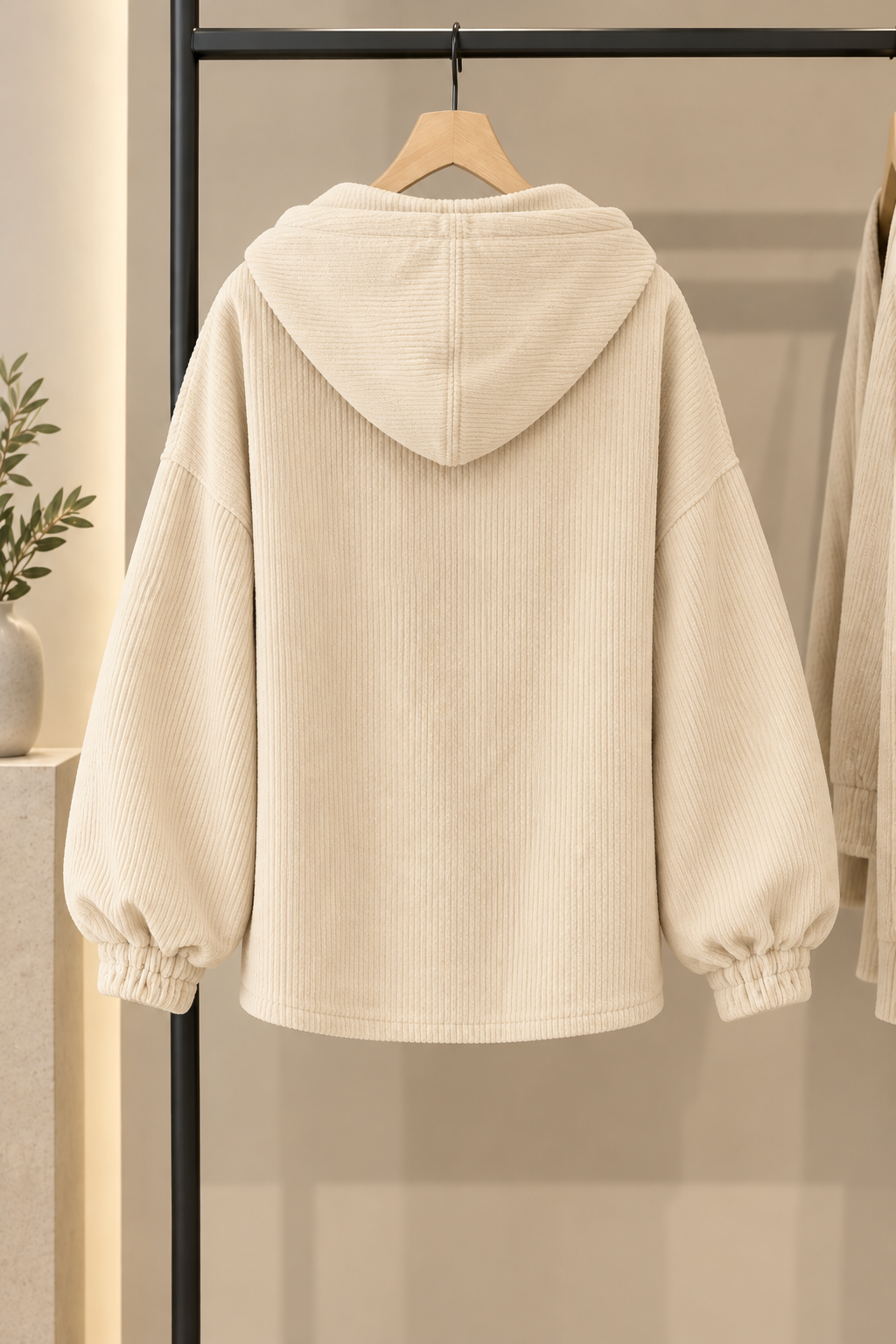 Oversized Hooded Corduroy Jacket
