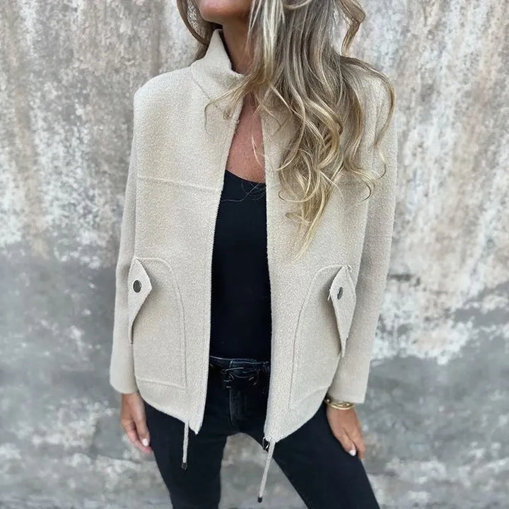 High Collar Zip-Up Jacket