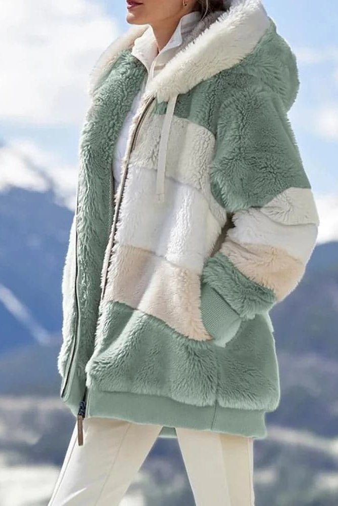 Color-Block Hooded Fleece Jacket