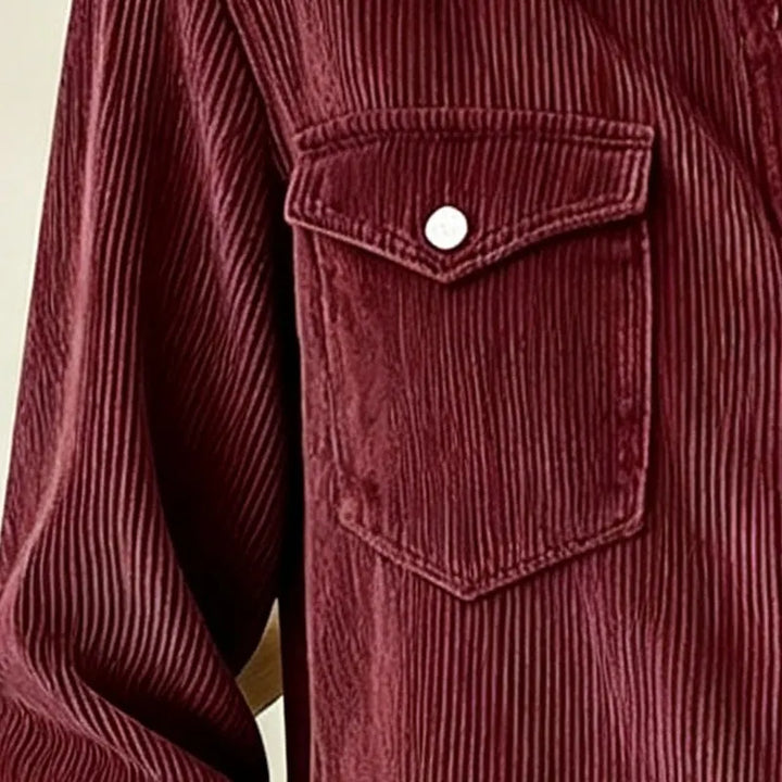 Corduroy Button-Up Shirt with Pockets