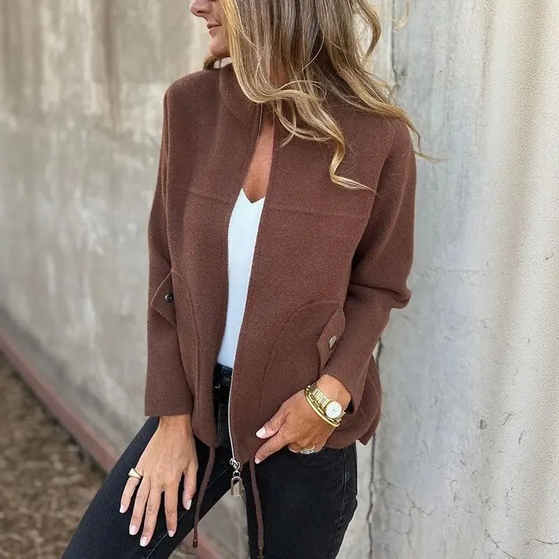 High Collar Zip-Up Jacket