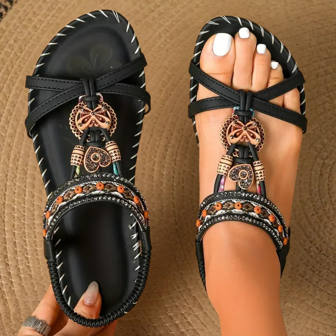 Women's Bohemian Flat T-Strap Summer Sandals