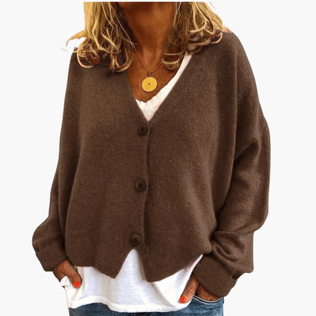 Soft Knit V-Neck Button Cardigan