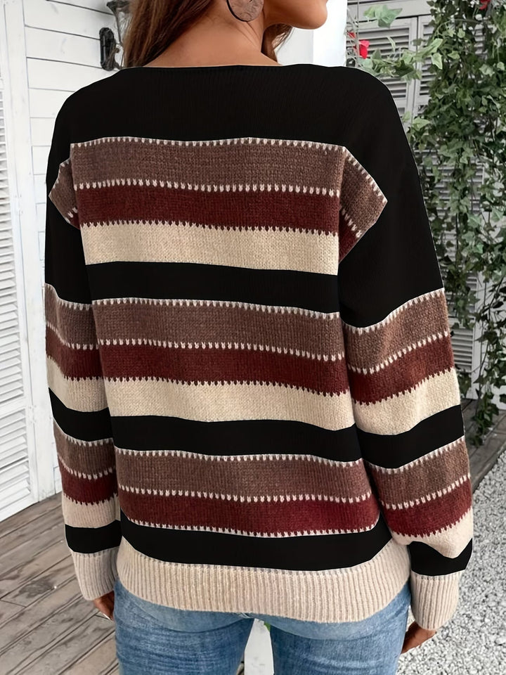Striped Crew Neck Knit Sweater