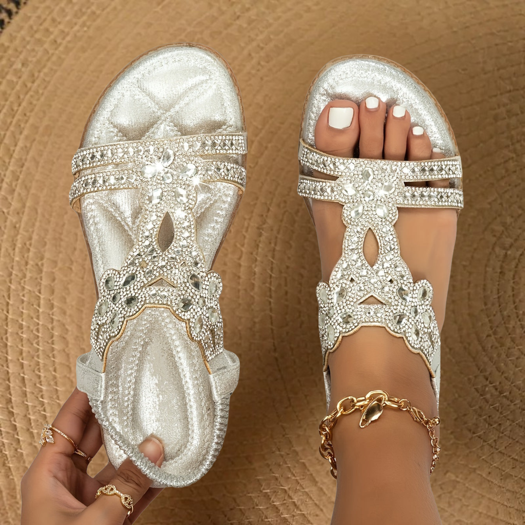 Women's Rhinestone Flat Summer Sandals
