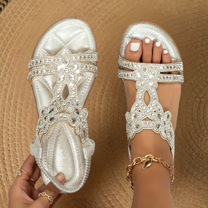 Women's Rhinestone Flat Summer Sandals
