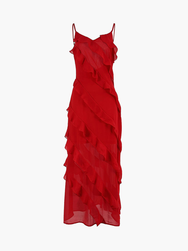 Elegant Ruffled Long Dress for Special Occasions