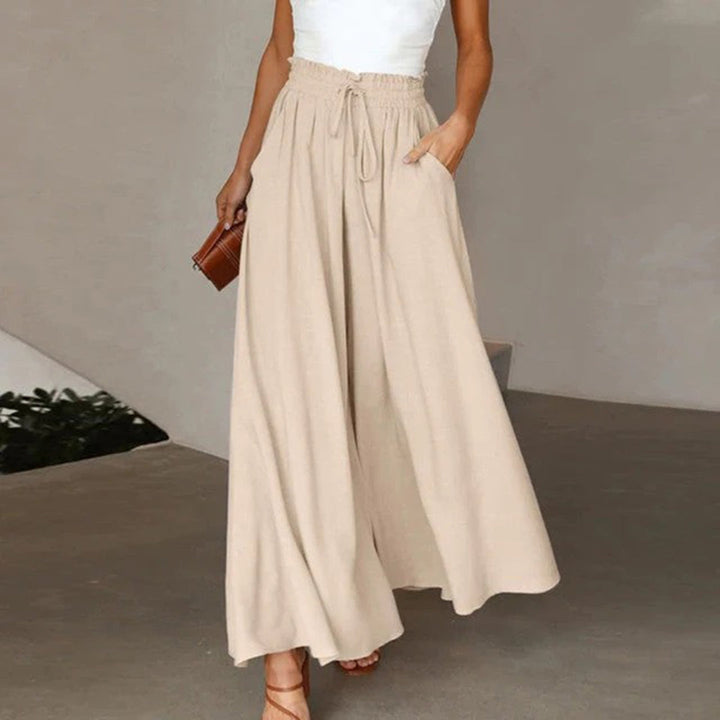 High-Waist Elastic Trousers with Drawstring