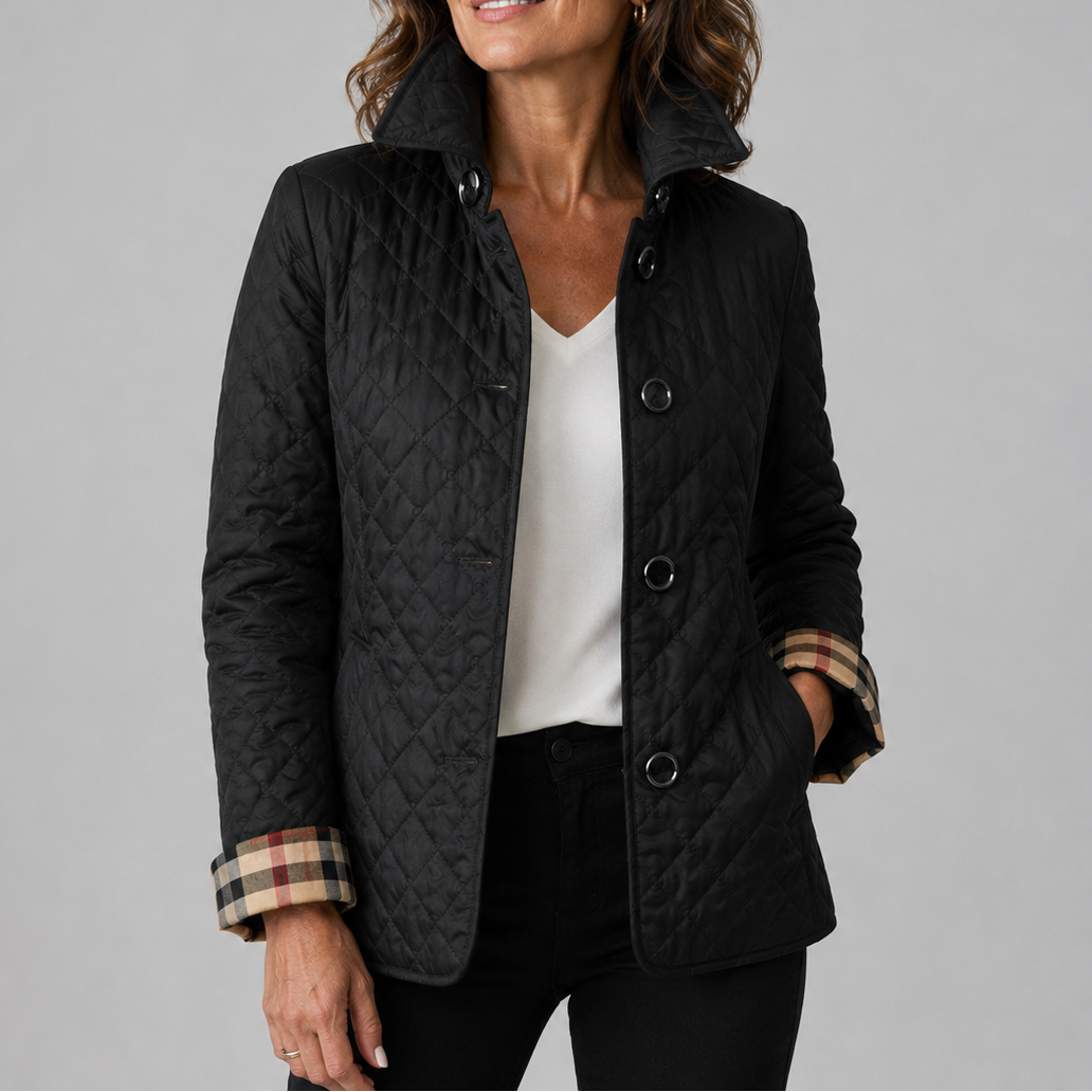 Long Stand-Collar Quilted Jacket