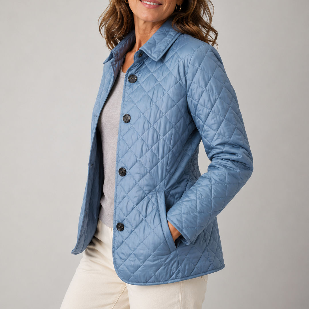 Long Stand-Collar Quilted Jacket
