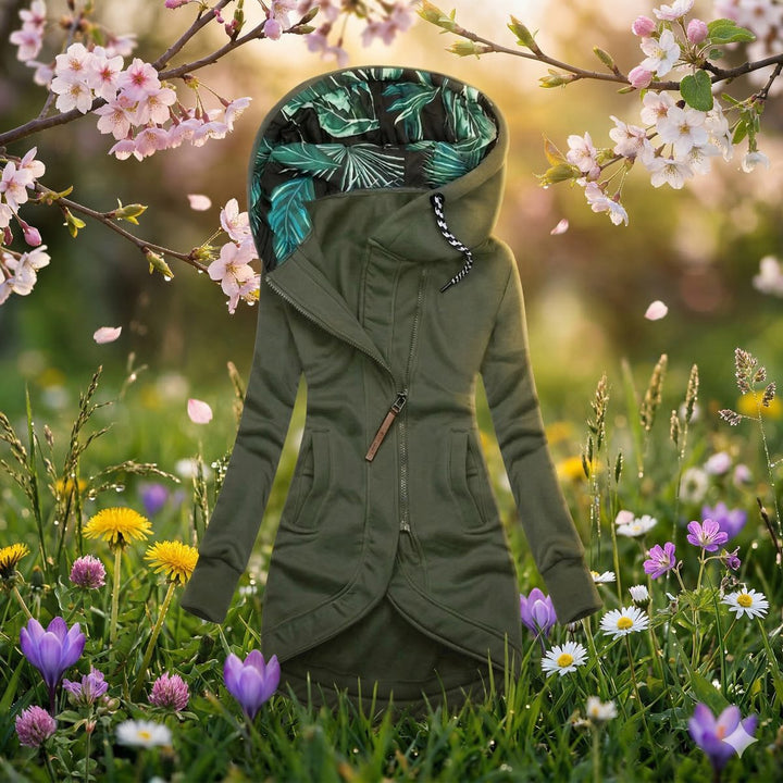 Long Hooded Zip-Up Jacket