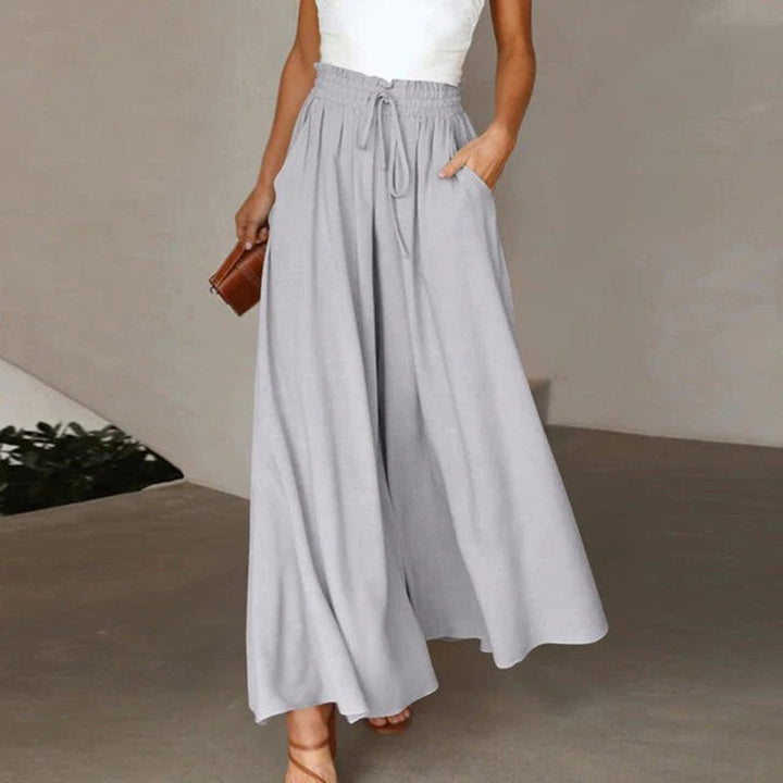 High-Waist Elastic Trousers with Drawstring