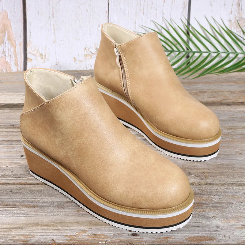 Side-Zip Wedge Ankle Boots
