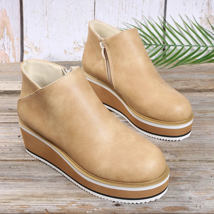 Side-Zip Wedge Ankle Boots