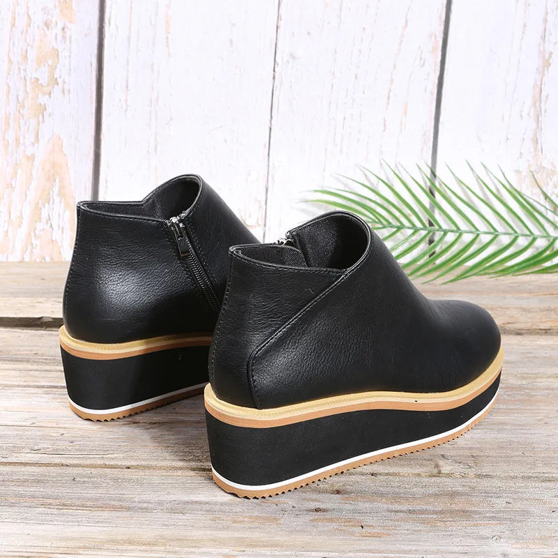 Side-Zip Wedge Ankle Boots