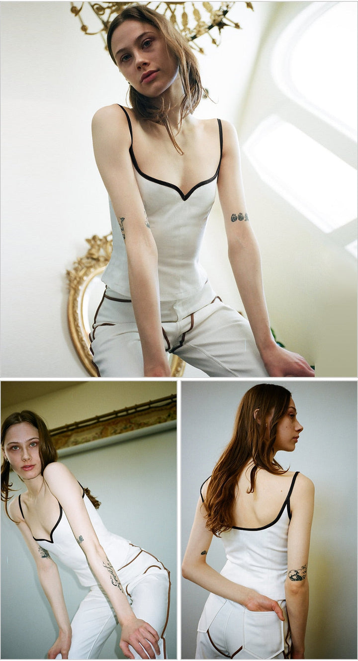 Heart Neckline Cami Top with Adjustable Straps