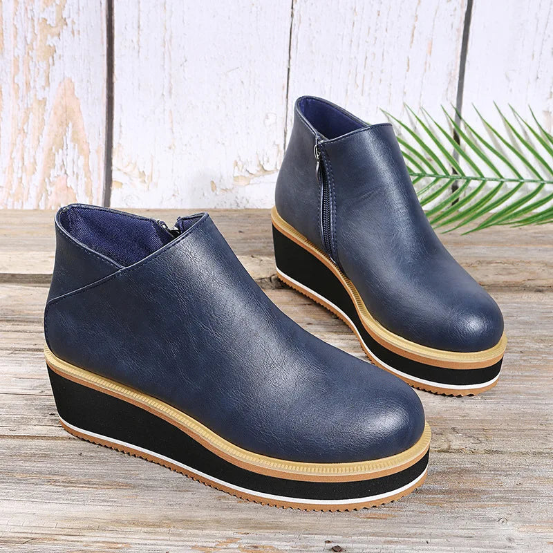 Side-Zip Wedge Ankle Boots