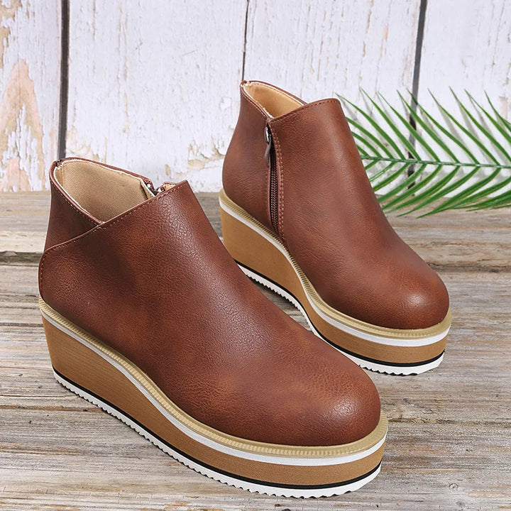 Side-Zip Wedge Ankle Boots
