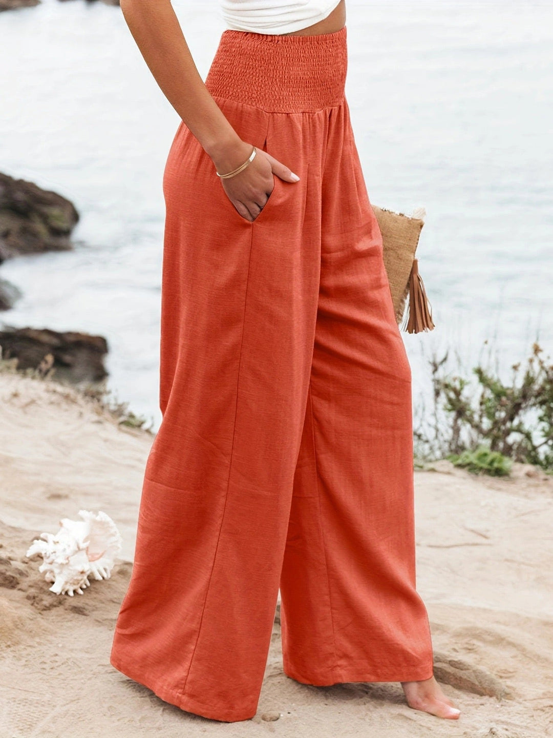 Lightweight Wide Leg Linen Trousers