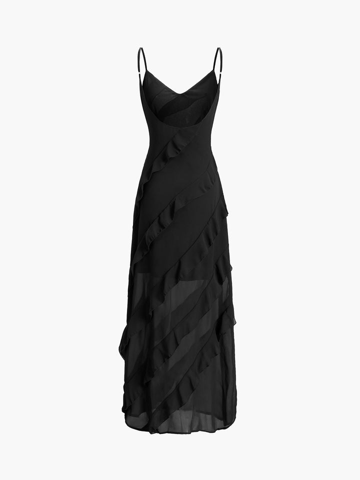 Elegant Ruffled Long Dress for Special Occasions