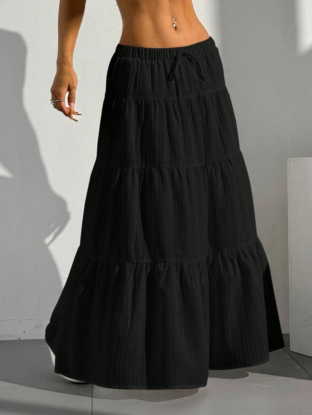 Elegant High-Waisted Pleated Maxi Skirt
