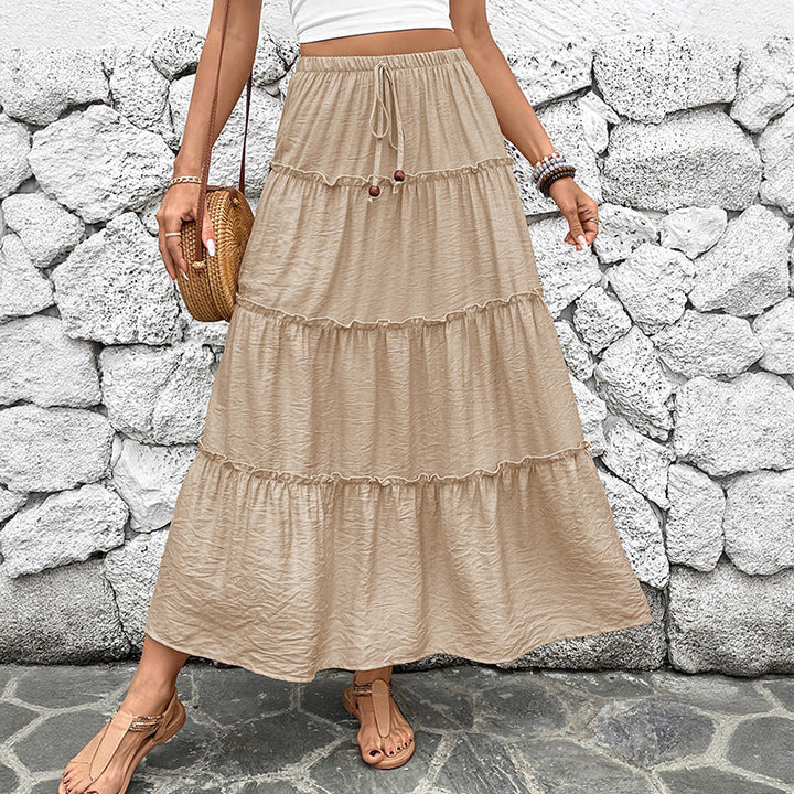 Bohemian Pleated Summer Maxi Skirt