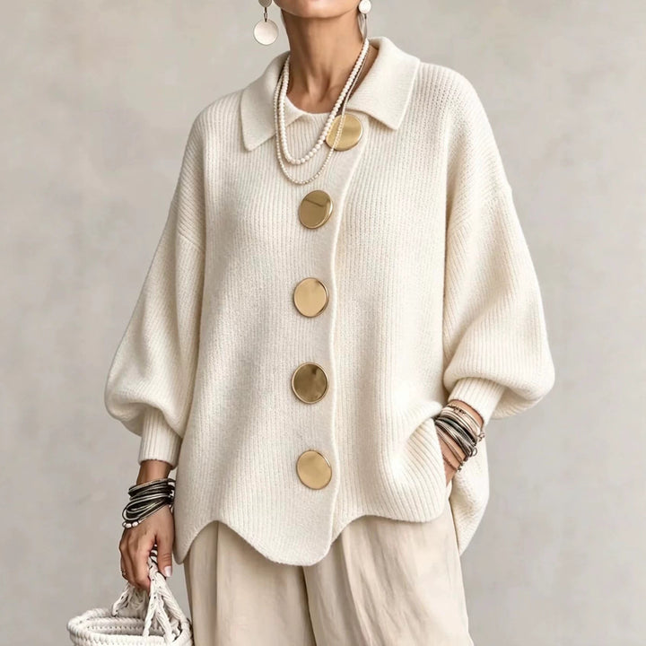 Oversized Ribbed Knit Button Cardigan
