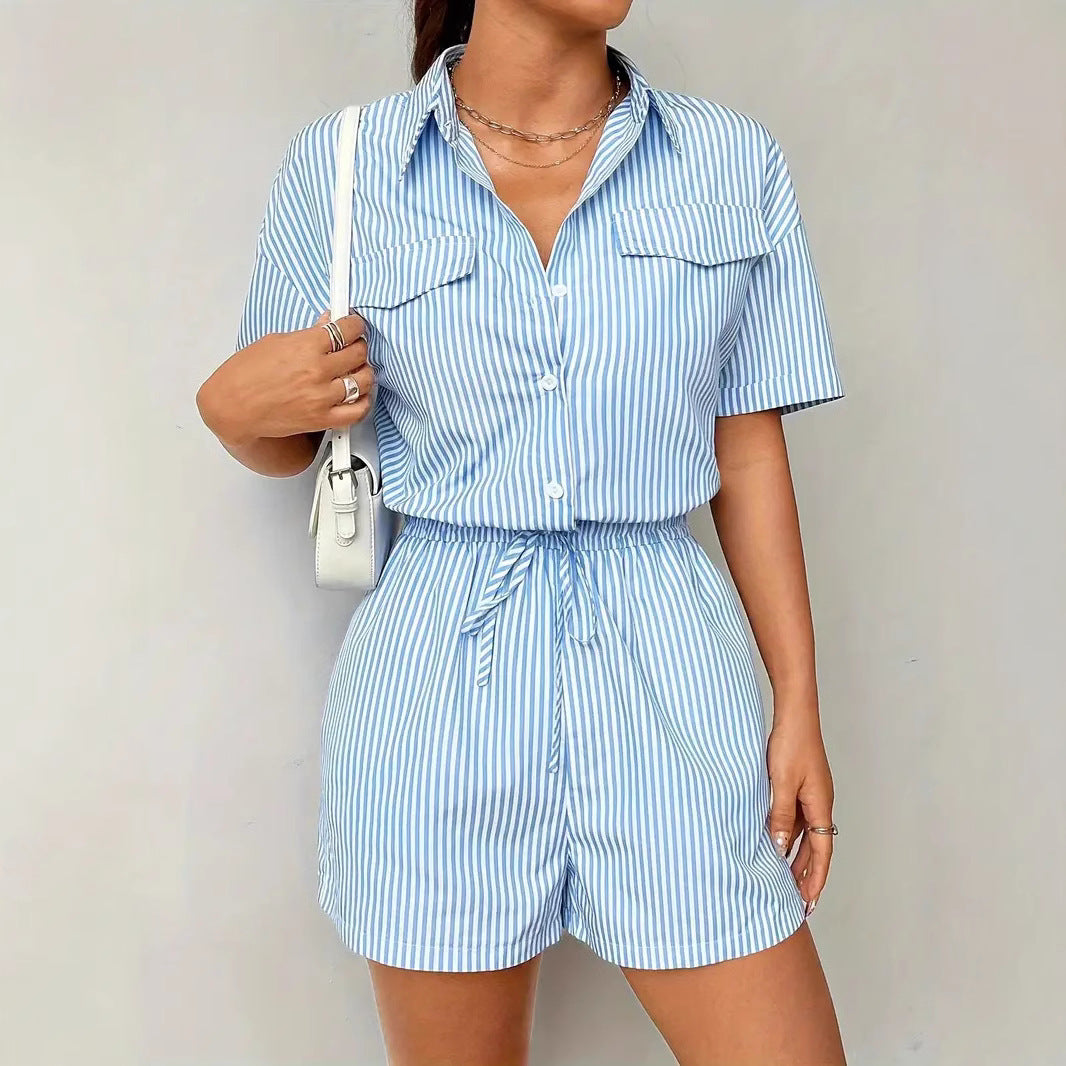 Breathable Striped Romper