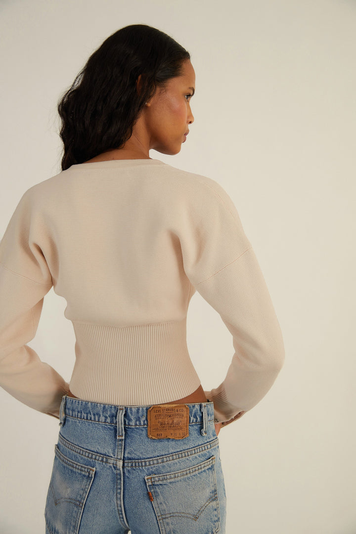 Women’s Fitted Button-Up Cardigan | Long Sleeve Cropped Knit Top