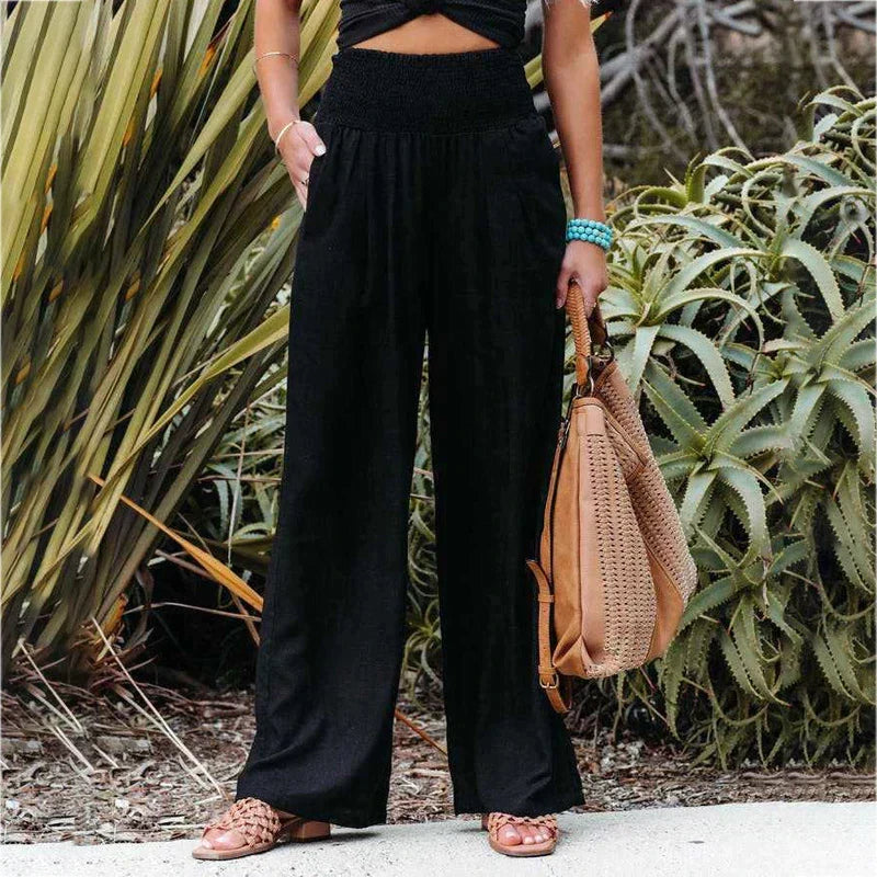 Lightweight Wide Leg Linen Trousers