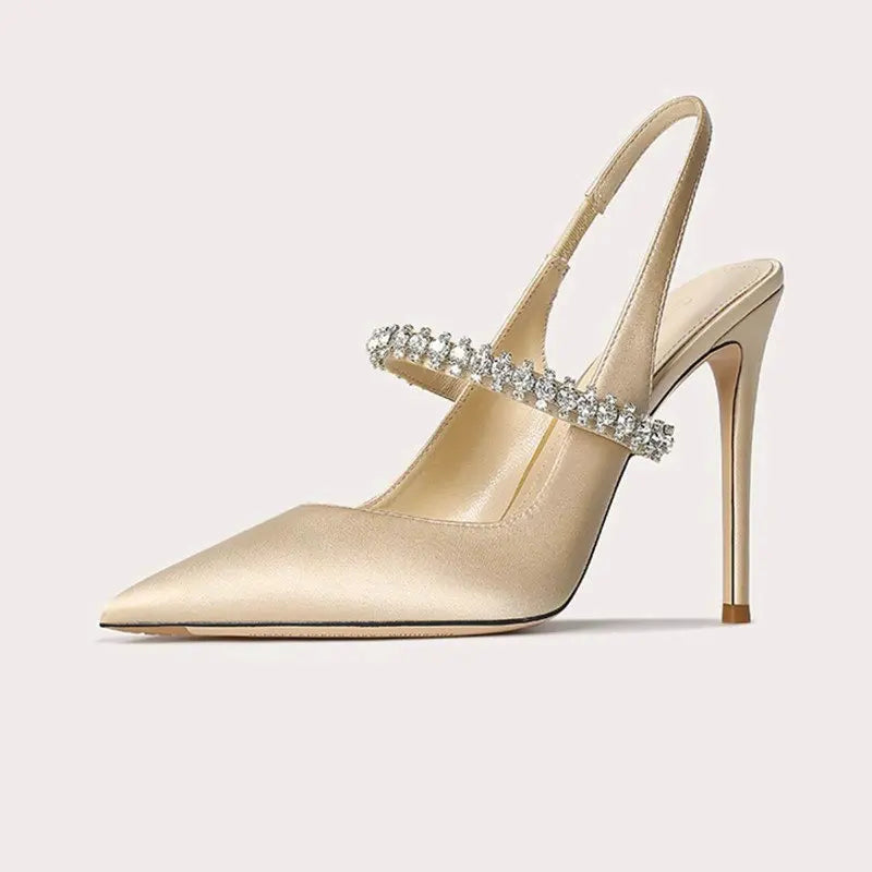 Crystal Strap Slingback Stiletto Heels for Special Occasions