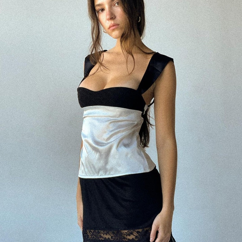Chic Satin Cropped Vest Top