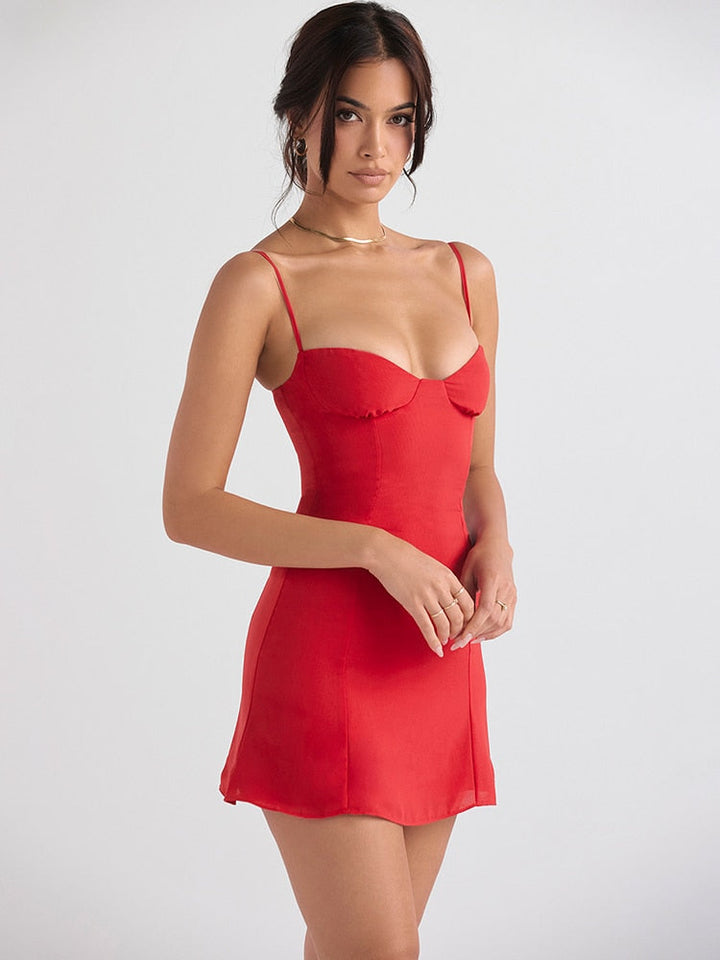 Elegant Mini Chiffon Dress with Ruffle Detail