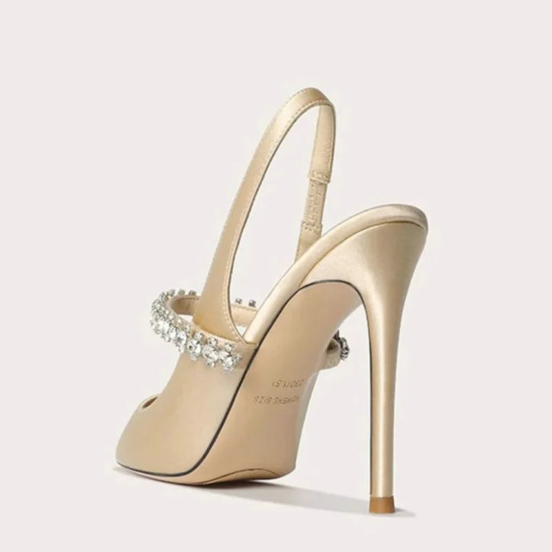 Crystal Strap Slingback Stiletto Heels for Special Occasions