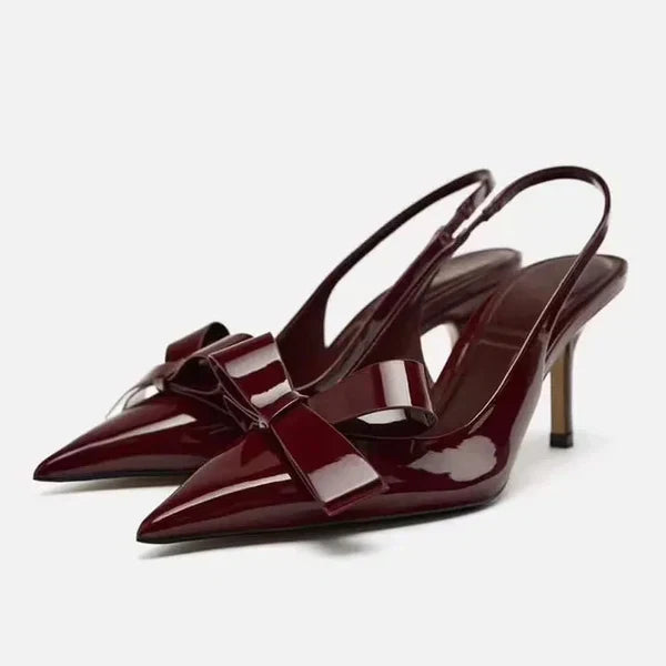 Bow Slingback Heels with Pointed Toe