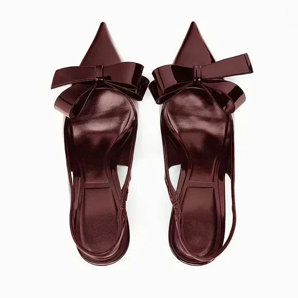 Bow Slingback Heels with Pointed Toe