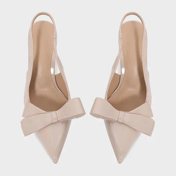 Bow Slingback Heels with Pointed Toe