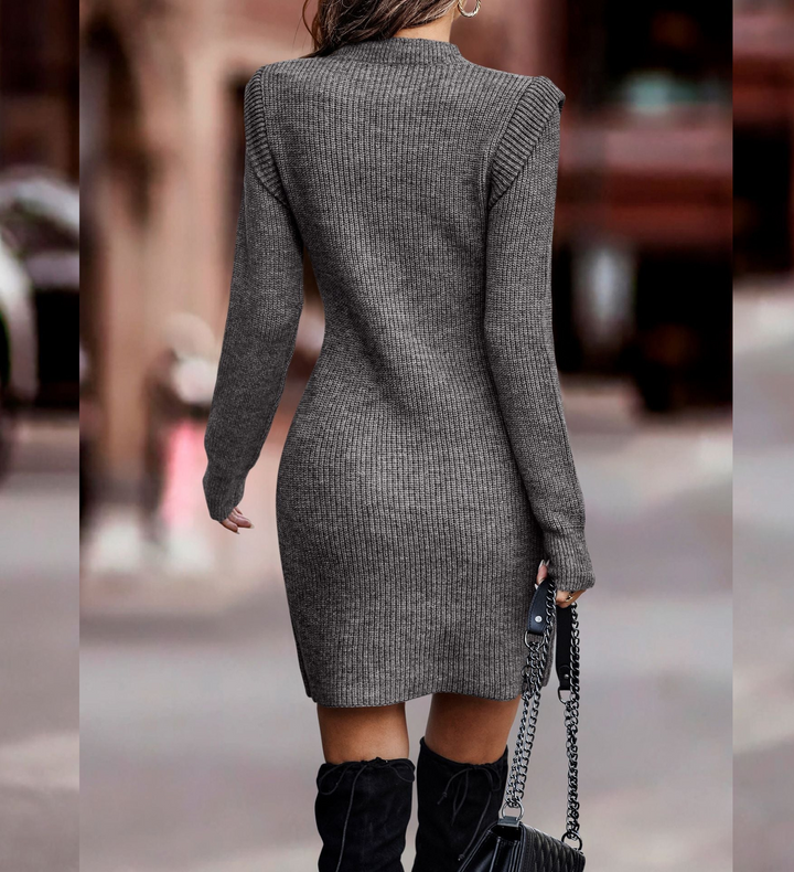 Ribbed Long Sleeve Sweater Dress