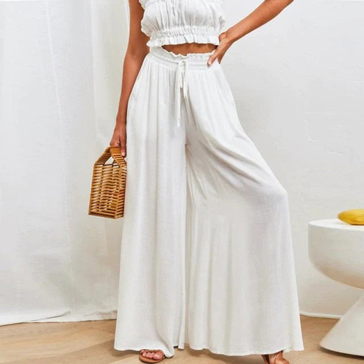 High-Waist Elastic Trousers with Drawstring