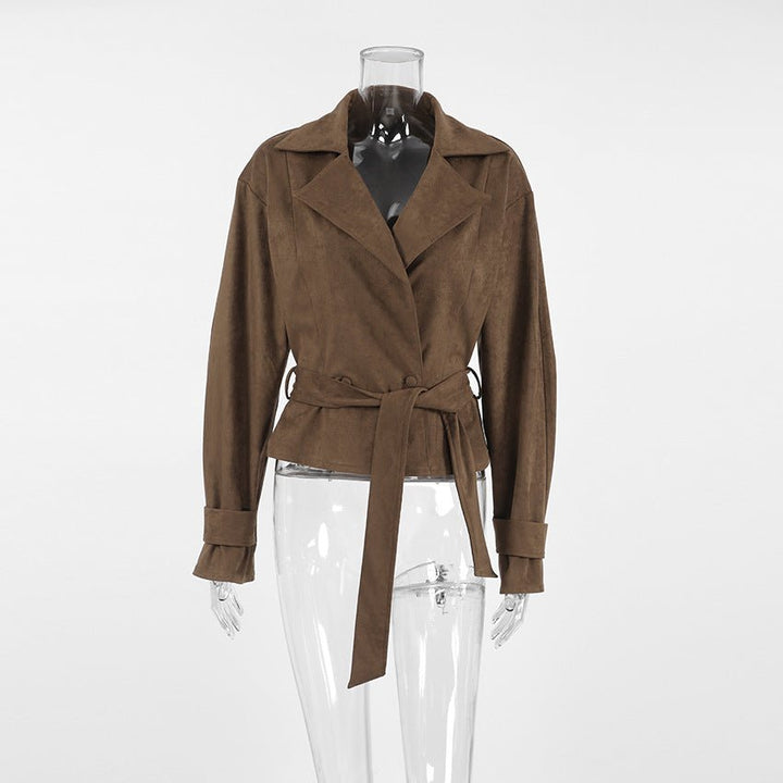 Belted Faux Suede Jacket
